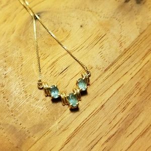 14kt gold necklace with gems
